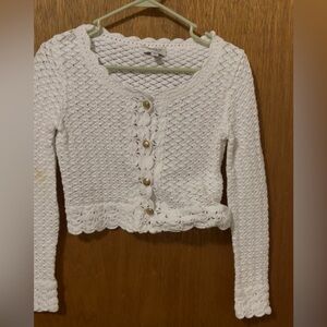 Chic White Crochet Sweater Jcrew
